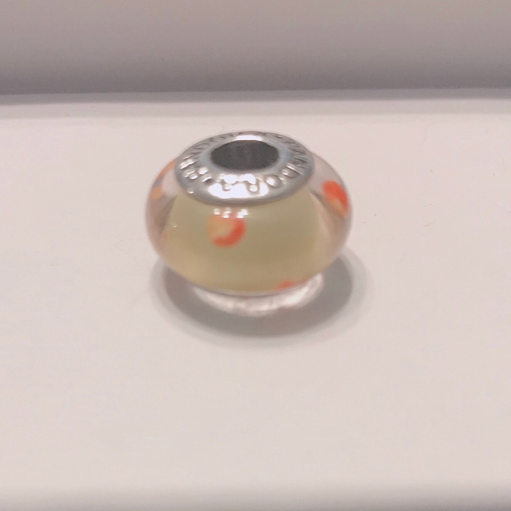 Authentic Pandora yellow orange polka dot murano